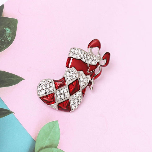 Christmas Brooch Pins Set X-Mas Crystal Tree Boot Brooches Holiday Gift Party Ornaments (B Boots)...
