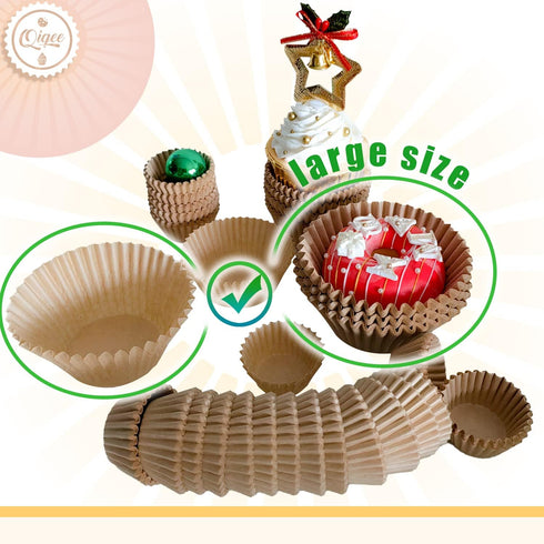 qiqee 300 Count Jumbo Cupcake Liners Natural Muffin Liners Food Grade Jumbo Size Baking Cups Paper No Smells?Large Size?...