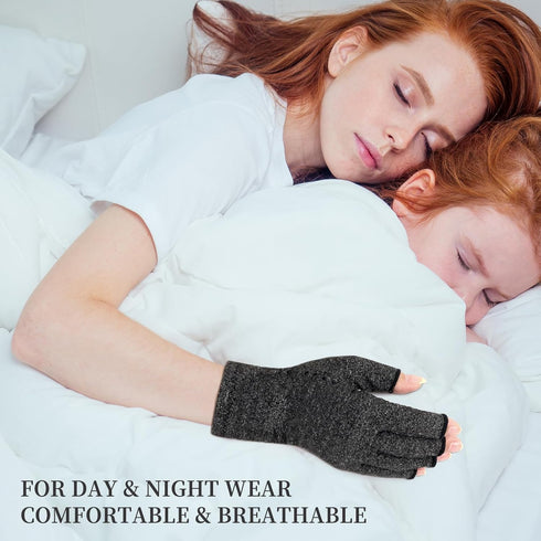 2 Pairs Arthritis Compression Gloves, Provide Support Warmth for Carpal Tunnel, Rheumatoid, Arthritis Pain Relief Gloves, Fingerless Compression G...