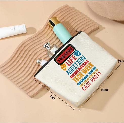 Theatre Life Cosmetic Bag Makeup Bag Pouch Theater Gifts Musical Theatre Drama Lover Gifts Comedy Tragedy Mask Bag for Women Actor Actress Teacher...
