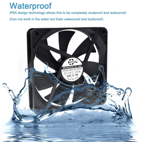 140mm Waterproof Cooling Fan,140X140X25mm Dual Ball Bearing 12V 2900RPM,for Cabinets Computer Case PSU Chassis...