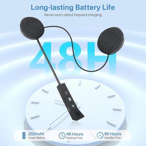 Motorcycle Helmet Bluetooth Headset - Outdoor Waterproof Sports Hands Free Speakers Headset,Automatic Call Wireless Motorcycle Headset,15 Hours Pl...