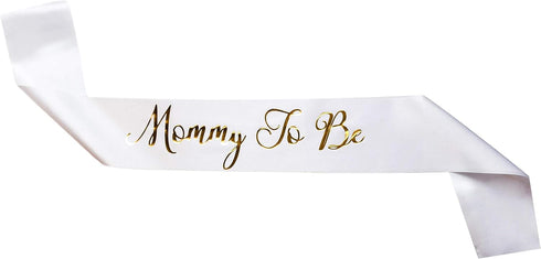 Sterling James Co. Mommy To Be White Satin Sash - Baby Shower Decoration, Gender Reveal, Welcome Baby Sprinkle...