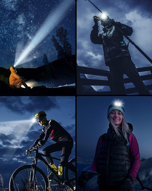 Headlamp Rechargeable 2PCS, 1200 Lumen Super Bright LED Flashlight with Motion Sensor for Adults and Kids- Camping Accessories Gear, Waterproof fo...