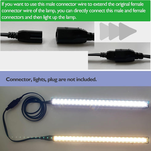T5 T8 LED Tube Light Black Connecting Wire 30cm/ 1ft /12inches Double Male to Male End Extension Cord for Black LED Integrated Tube Grow Lights Fi...