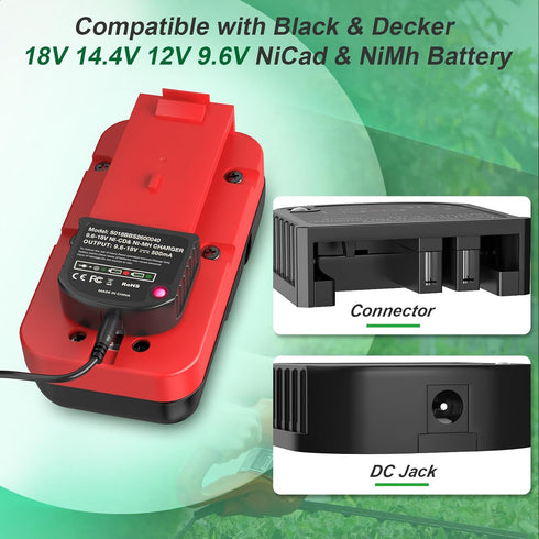 SoulBay 9.6-18V Slide Battery Charger for BLACK & DECKER Multi-Volt 9.6V 12V 14.4V 18V FireStorm Power Tools NiCad Ni-MH Batteries HPB12 HPB18 HPB...