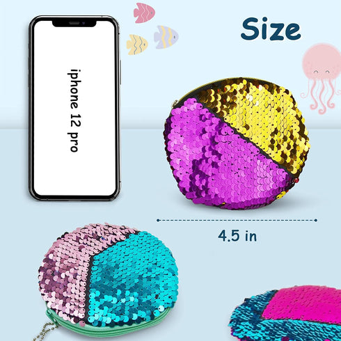 Vileafy Mermaid Party Favors Wallet for Girls 4-8 Years Old, 12 Mermaid Sequin Coin Purses- Little Mermaid Party Gifts for Girls and Boys...