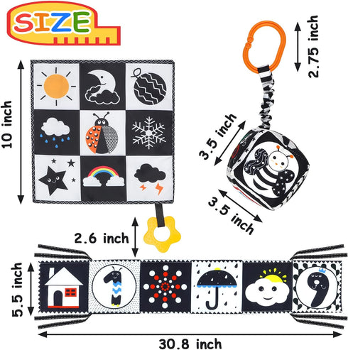 Black and White High Contrast Baby Toys 0-3 Months for Newborn, Montessori Toys Sensory Infant Tummy Time Toys Baby Essentials 0-6 Gifts...