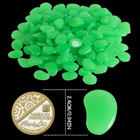 150 PCS Luminous Stones - Green Glow Rocks Decorations DIY Decorative Pebbles for Aquarium Fish Tank Sidewalk Garden Path Patio Terrace Lawn Yard ...