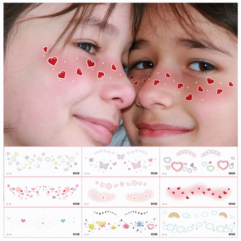 19PCS Cute Temporary Face Tattoos, Fake Freckles Tattoo Sticker, Valentine Heart Tattoo, Butterfly Fake Tattoo, Fairy Temporary Tattoos for Rave A...