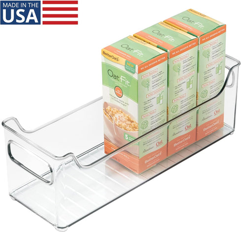 iDesign Stackable Plastic Pantry Bin with Handles for Cabinets or Fridge, Clear, Made in USA...
