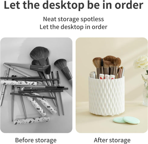 Makeup Brush Holder Organizer - 360° Rotating Makeup Brush Organizer 5 Slot Make up Brushes Cup for Cosmetics, Lipsticks, Art Supply, Bathroom Van...