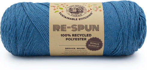 Lion Brand Yarn Respun Bonus Bundle Yarn for Knitting and Crocheting, Aegean, 1 Pack......