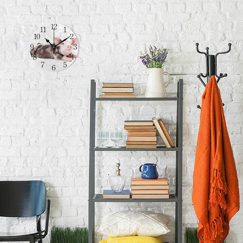 Wall Clock Arabic Numerals Design Cute Wet Shitzu Dog Round Wall Clock for Living Room Bathroom Home Decorative (pattern6)...