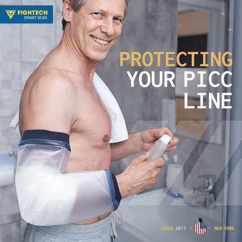 FIGHTECH PICC Line Shower Cover | Available in 3 Sizes | Reusable IV & PICC Line Sleeve | Waterproof Cast Cover for Elbow | PICC Line Covers for U...