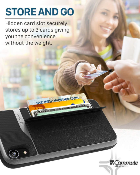 VENA iPhone XR Wallet Case, vCommute (Military Grade Drop Protection) Flip Leather Cover Card Slot Holder with Kickstand, Designed for Apple iPhon...