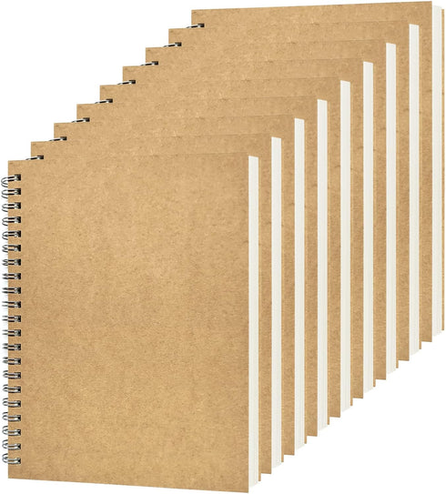 DSTELIN Blank Spiral Notebook, 9-Pack, Soft Cover, Sketch book, 100 Pages / 50 Sheets, 7.5 inch x 5.1 inch (Brown)...
