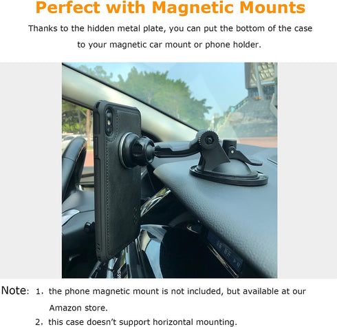 molzar MAG Series for iPhone Xs Max Case, Built-in Metal Plate for Magnetic Mount, Works with Qi-Certified Chargers, Compatible with iPhone Xs Max...