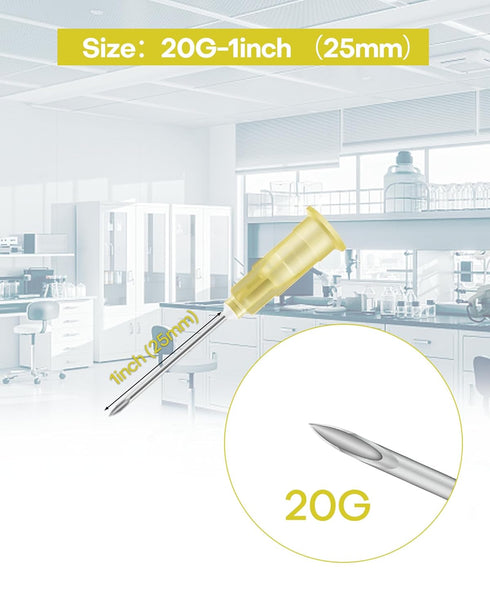 20 Gauge 1 Inch(25MM) Needle Industrial Accessories for Lab Measuring, Refilling Ink and Crafts 100Pcs Individually Packed...