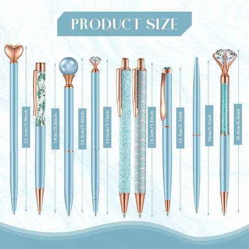 9 Pcs Ballpoint Pens Set Metal Crystal Diamond Pen Glitter Pen for Journaling Black Ink Pretty Cute Pens Fancy Pens Gifts for Women Girls Christma...