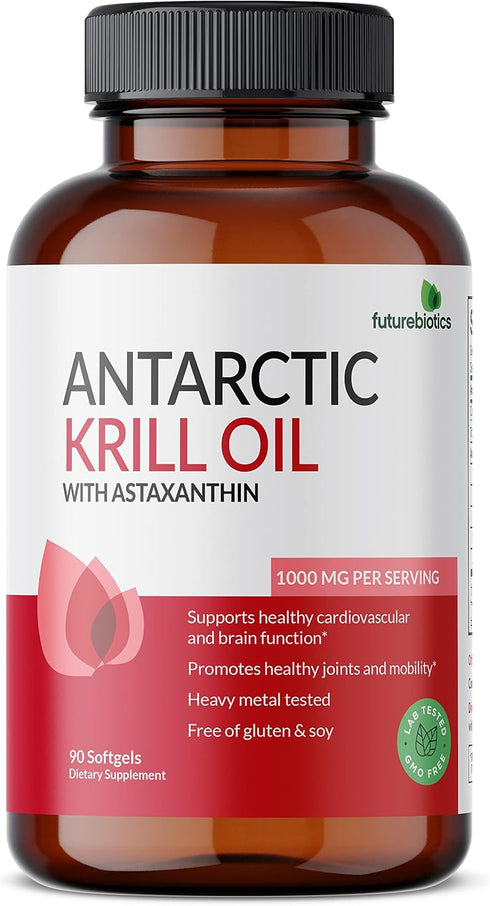 Futurebiotics Antarctic Krill Oil 1000mg with Omega-3s EPA, DHA, Astaxanthin and Phospholipids - Premium Krill Oil Heavy Metal Tested, Non GMO – 9...