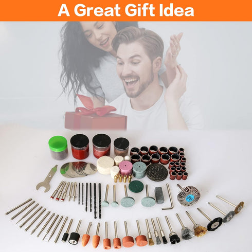 172PCS 1/8-inch Shank Power Rotary Tool Accessories Kit- Includes Carving Bits, Drill Bits, Sanding Drums and Discs, Grinding Stones, Buffing Whee...