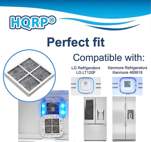 HQRP 2-Pack Air Filter compatible with LG LFCS31626S LFX32945ST LFXC24726S LFXS30726B LFXS30726S LFXS30726W LMXC23746D LSFD2491ST Refrigerator
