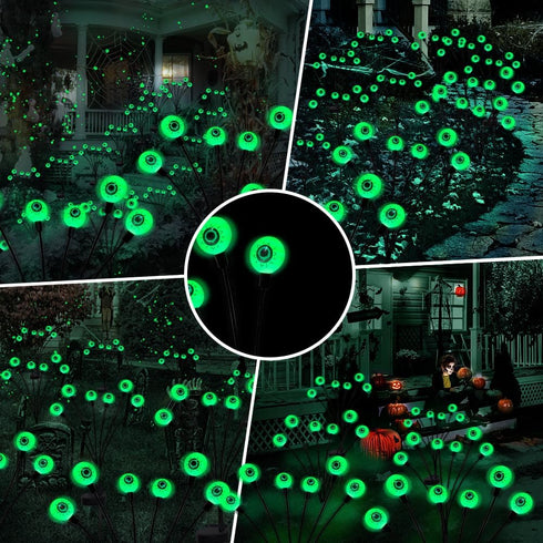 Halloween Decorations Outdoor Solar Scary Eyeball Lights,2PACKS 12LED Green Eyeball Swaying Firefly Lights,Waterproof Solar Halloween Path Lights ...