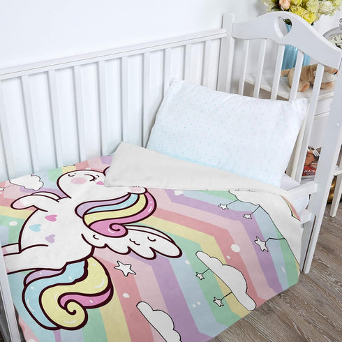Baby Throw Blanket for Girls, Soft Cozy Cute Fantasy Horse Plush Flannel Crib Blanket for Nursery, 32 x 48 Inch Rainbow Cartoon Fleece Fuzzy Blank...