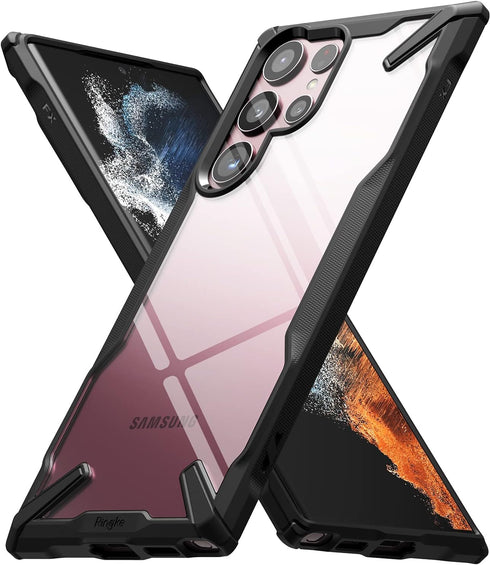 Ringke Fusion-X Compatible with Samsung Galaxy S22 Ultra 5G Case (2022), Clear Hard Back with Shockproof Enhanced Side Protective Bumper Phone Cov...