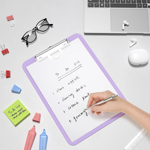 Hongri Plastic 8.5 x11 Clipboards, Purple A4 Clipboard Letter Size for Nurses, Students, Teacher, Office and School, Clip Board with Pen Holder an...