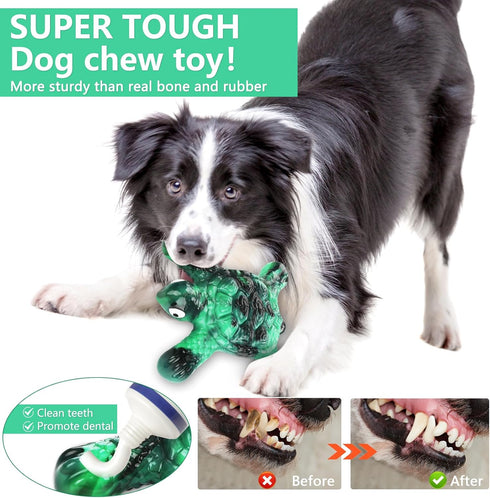 Dog Toys for Aggressive Chewers Indestructible Dog Toys for Large Dogs - Tough Dog Chew Toys for Medium/Large Dog Breed, Real Bacon, Nylon Bones T...