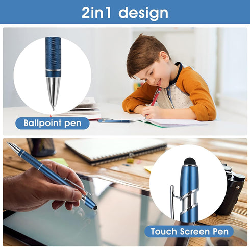 5 Pieces Ballpoint Pen with Stylus Tip, 2 in 1 Stylus Pens Stylish Pen, 0.5 mm Black Ink Retractable Ballpoint Pen, Metal Stylus Pen for Touch Scr...