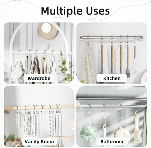 Amazer Shower Curtain Hooks, Rust-Resistant Metal Double Shower Curtain Rings for Curtain Rolling Shower Hooks, 12PCS Shower Rings for Bathroom Sh...