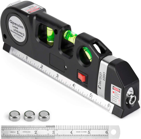 Laser Level Tool, Multipurpose Laser Level Kit Standard Cross Line Laser level Laser Line leveler Beam Tool with Metric Rulers by QPEUIM...