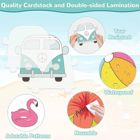 Hello Summer Bulletin Board Decoration Set Summer Theme Bulletin Board Borders Beach Paper Cutouts Summertime Bulletin Boarder for Hello Summer Tr...