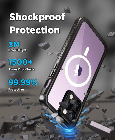 Beeasy for iPhone 14 Pro Max Case (6.7") Waterproof, Compatible with MagSafe, Outdoor Phone Case 360 Degree Protective Case, Shockproof Dustproof ...