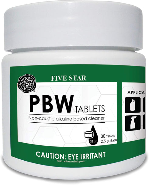 Five Star PBW Tablets - 2.5 g(1 Tablet per 32 oz. of Water) 30 ct - Bottle, Growler, Keg Cleaner...