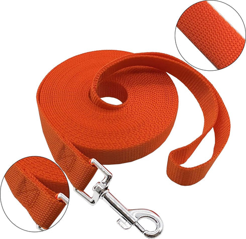 Nylon Training Dog Leash for Small Medium Large Dogs, 15ft 20ft 30ft 50ft Long Leash Dog/Puppy Lead for Obedience Recall Training, Camping (20ft, ...
