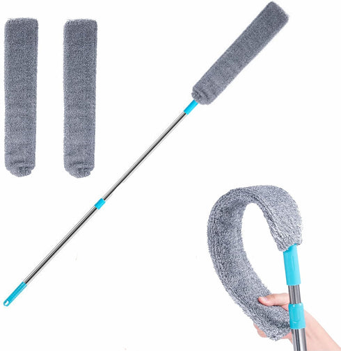 Retractable Gap Dust Cleaner Under Appliance Microfiber Duster Dust Brush with Extension Pole (36 to 49 inches) Cleaning Duster for Bed High Ceili...