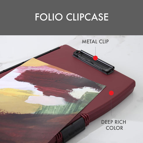 Dexas Folio Clipcase Professional Storage Clipboard with Pen storage compartment, 9.75 x 14.75, A4, Merlot. Ideal for Teachers, Nurses, Coaches, S...