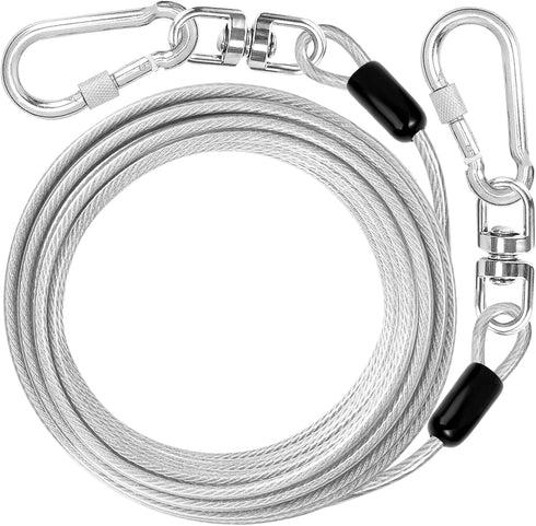 jenico Dog Tie Out Cable: 10 ft Dog Lead for Yard - Heavy Duty Chain Leash Outside for Small Large Dogs Up to 500 lbs - Outdoor Dog Runner Tether...