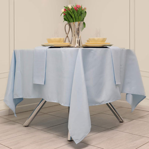 Kadut Blue Square Tablecloth 52 x 52 Inch - Heavy Duty, Washable, Wrinkle-Resistant Table Cover for Square or Round Tables, Parties, Weddings, Kit...