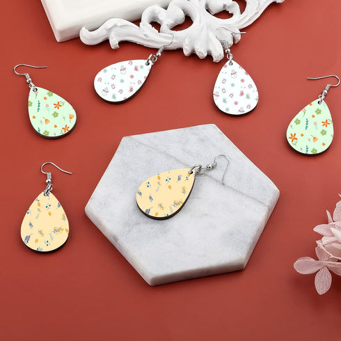 SAVITA 50pcs Sublimation Earring Kit, Double-Sided White Teardrop Unfinished Pendant Sublimation with Hooks for Earrings for Jewellery Making DIY...
