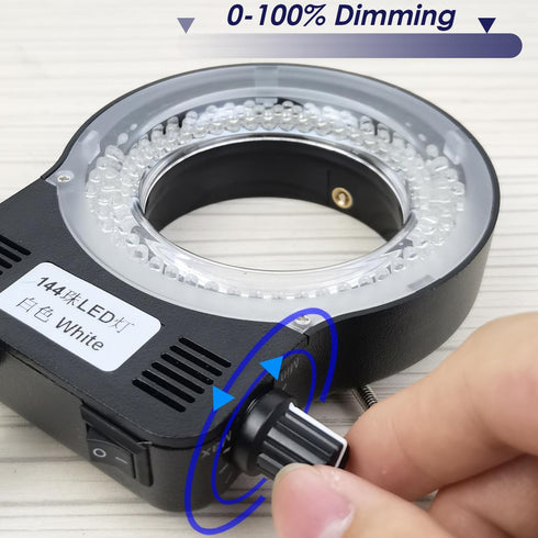 Microscope Light Microscope LED Ring Light Illuminator, Electronic Industry Microscope Ring Lamp 144 LED Bubbles for Lab Monocular Binocular Trino...