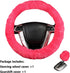 2 Pcs Furry Car Steering Wheel Cover with Fluffy Gear Shift Cover Soft Warm Non-Slip Car Decoration for Women Girls (Pink)...
