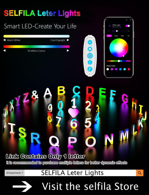 Cute Nightstand Desk Letter Lamps - Alphabet character LED Letter Lights Smart APP with Music Sync Beside Table Lamp for Bedroom Nightstand Gift R...
