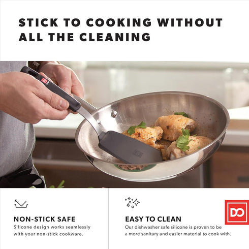 DI ORO Spatulas for Kitchen Use - Forever Warranty - 600°F Heat Resistance Silicone - Turner Spatula Set for Cooking - BPA Free Wide Pancake Spatu...