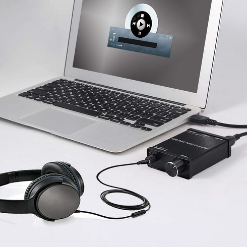 LiNKFOR USB DAC and Headphone Amplifier, Coaxial/Optical/6.35mm Headphone Output, USB to Coaxial S/PDIF Digital to Analog Converter Comaptible wit...