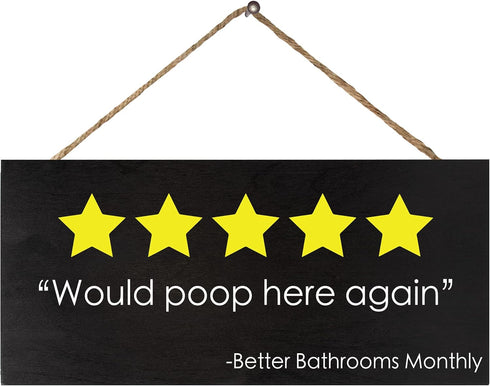 JennyGems Funny Bathroom Decor, Would Poop Here Again Bathroom Sign Funny Decorations, Wall Hanging...